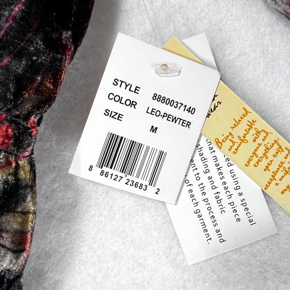 NWT Velvet Tunic Top Boho V-Neck Elastic Waist Scalloped Sequin Sparkles Med - Picture 8 of 16